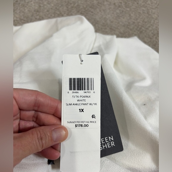 NWT Eileen Fisher Washable Stretch Crepe Pull On White Slim Ankle Pant 1X - Picture 8 of 8